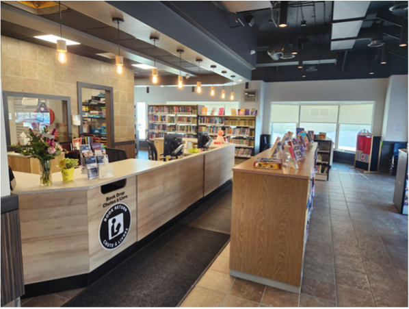 Chatham Public Library's temporary location in a former coffee shop